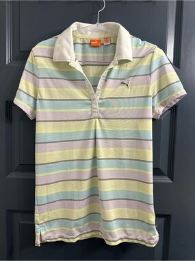 EUC Puma Golf Dri-Cell Striped Performance Polo